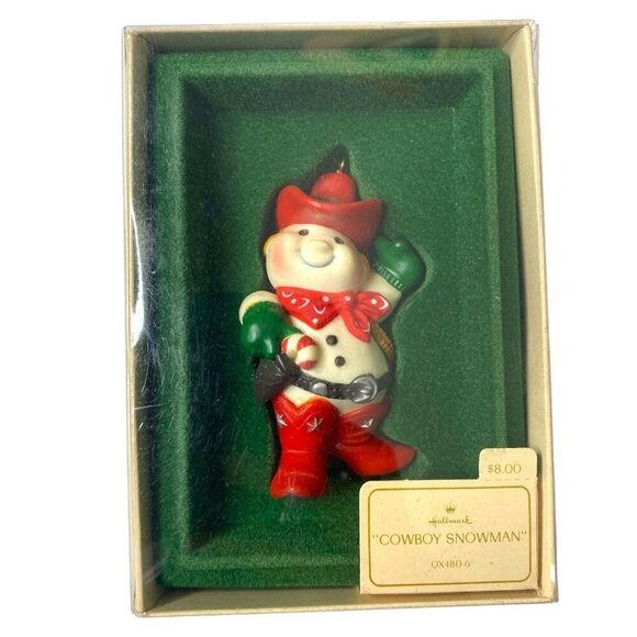 Cowboy Snowman Hallmark Ornament 1982 New in Box - Picture 1 of 4